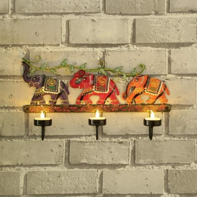 Craftpreneurs India  Gold Metal Wall Candle Holder