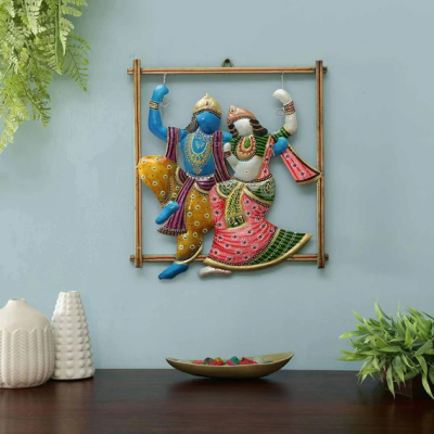 MULTICOLOUR IRON PAINTED WALL RADHA KRISHNA FRAME